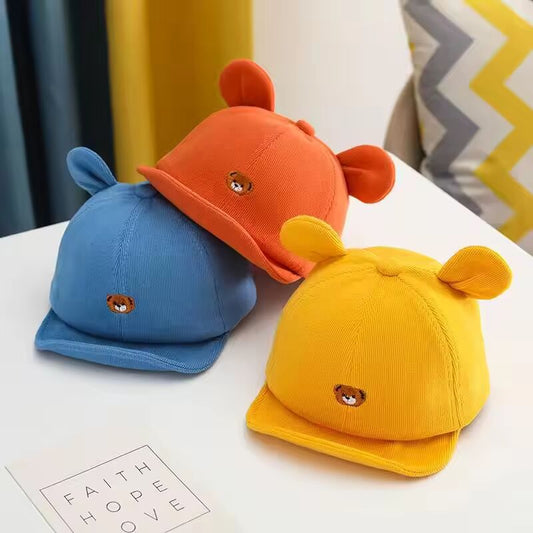 Cartoon Bear Ear Baby Baseball Cap Summer Cotton Peaked Hat for Infant Boy Girl Cute Embroidered Adjustable Kid Sun Hats 아기모자