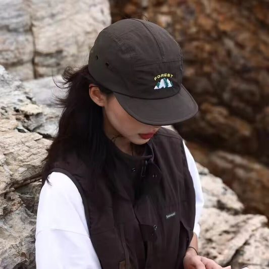 Japanese Short Brim Embroidery Baseball Cap For Women Men Soft Top Summer Thin Breathable Peaked Hat Outdoor Sport Sunshade Hats